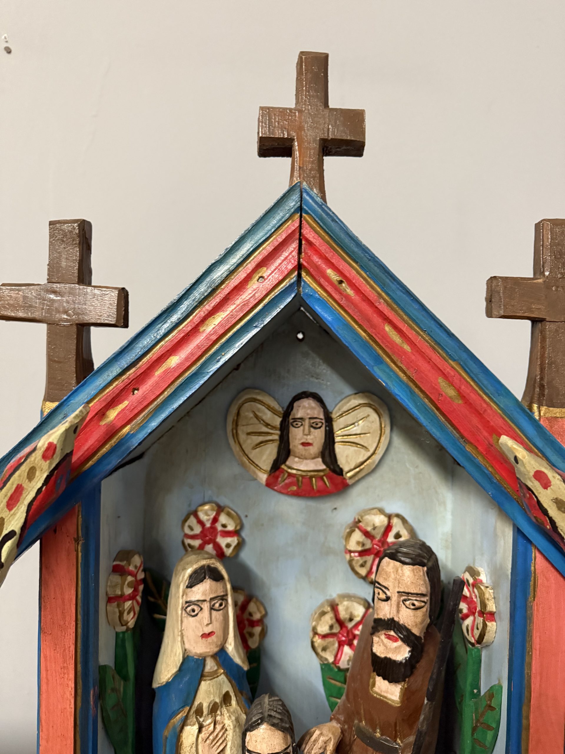 Opera contemporanea XX sec, scultura legno e Capanna con Natività , 64x46x23cm - immagine 3