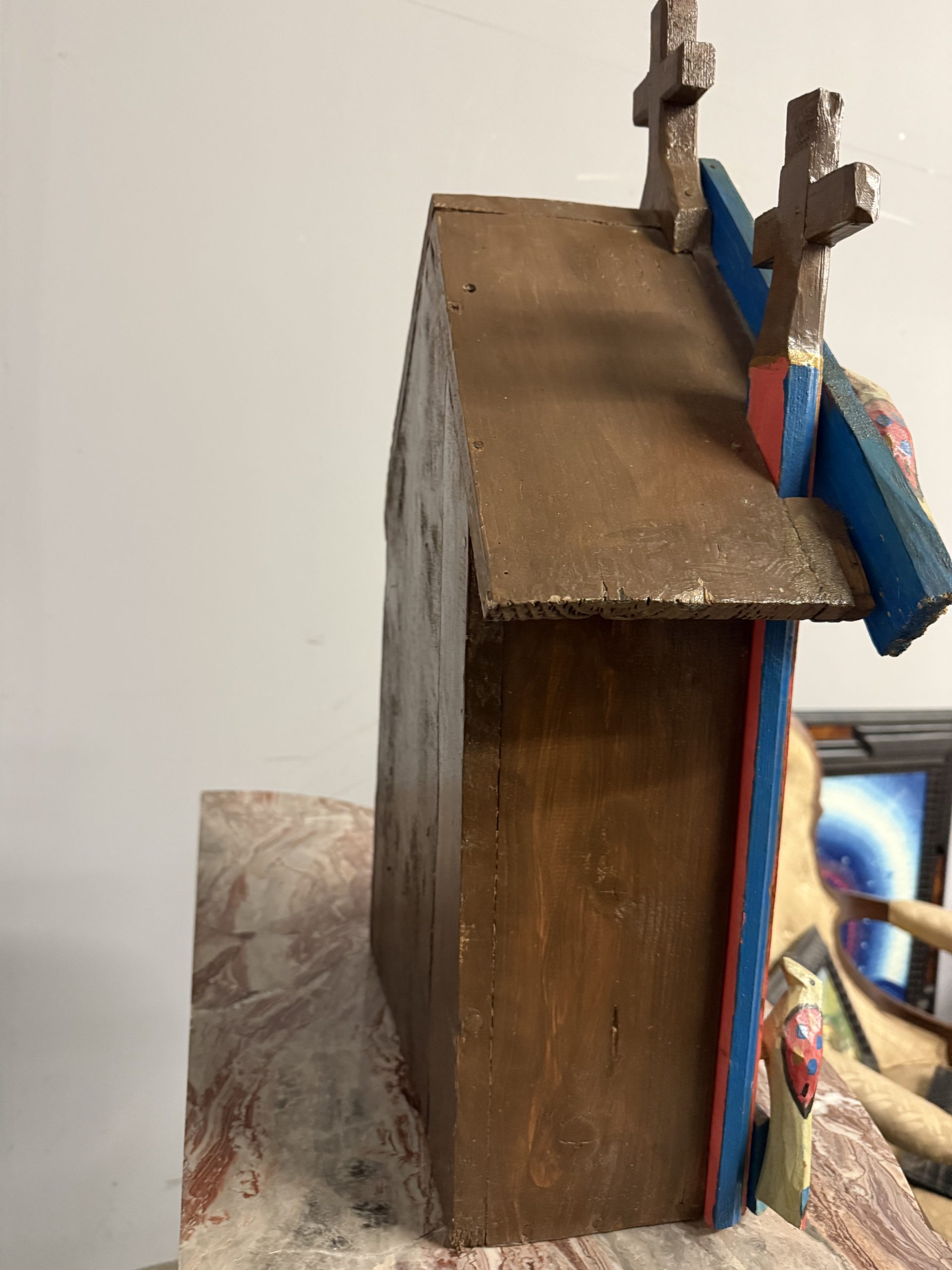 Opera contemporanea XX sec, scultura legno e Capanna con Natività , 64x46x23cm - immagine 7