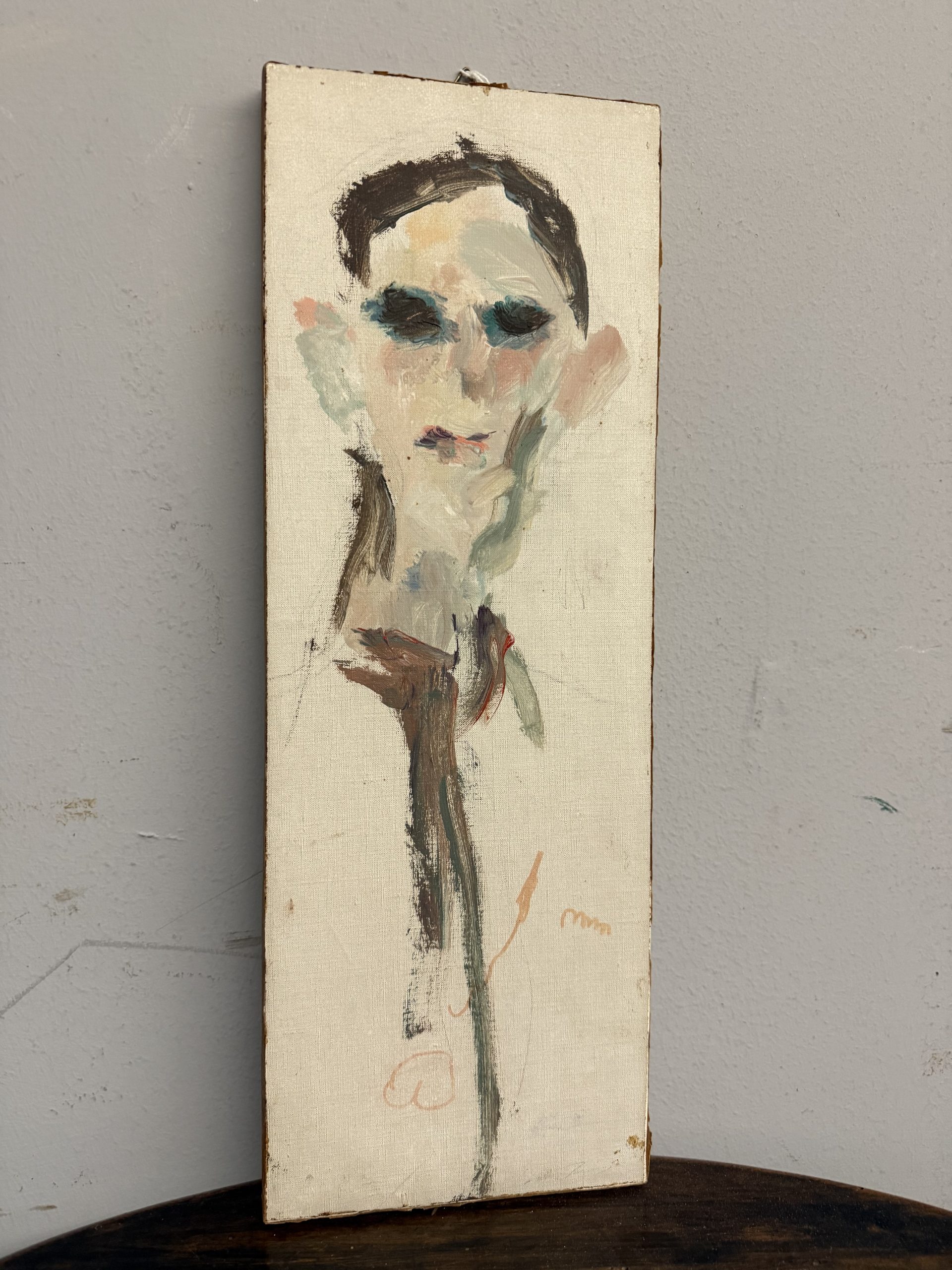 Ernesto TRECCANI (Milano 1920-2009) Ragazzo dipinto su tela, 46x16cm