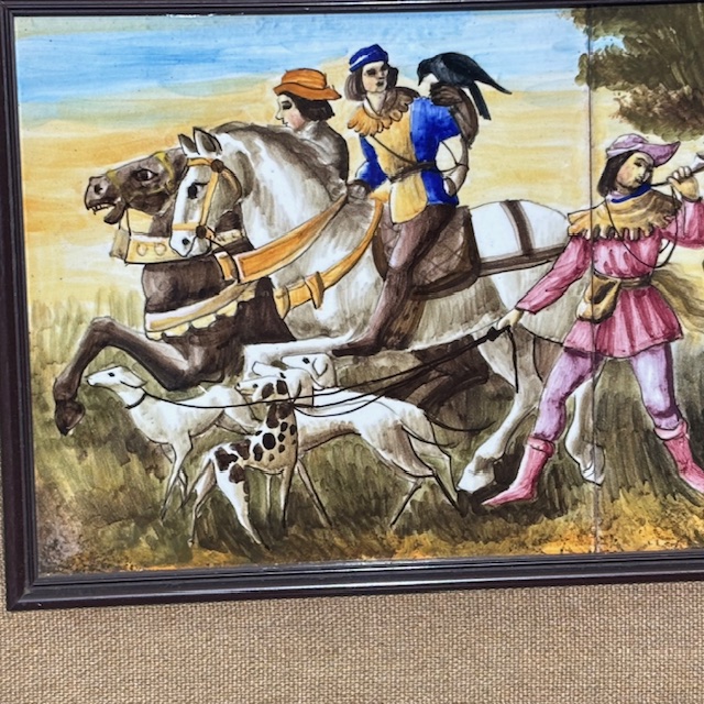 Antico Pannello decorativo maiolica cavalieri Franceschini Pesaro ZG 1950 mis :103x43cm - immagine 8
