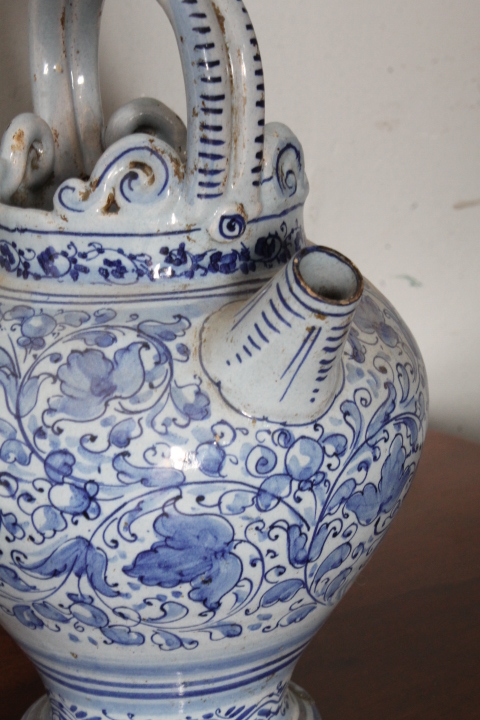 Antico Versatoio da farmacia in maiolica XVIII sec . Mis H 28 L 20 - immagine 10