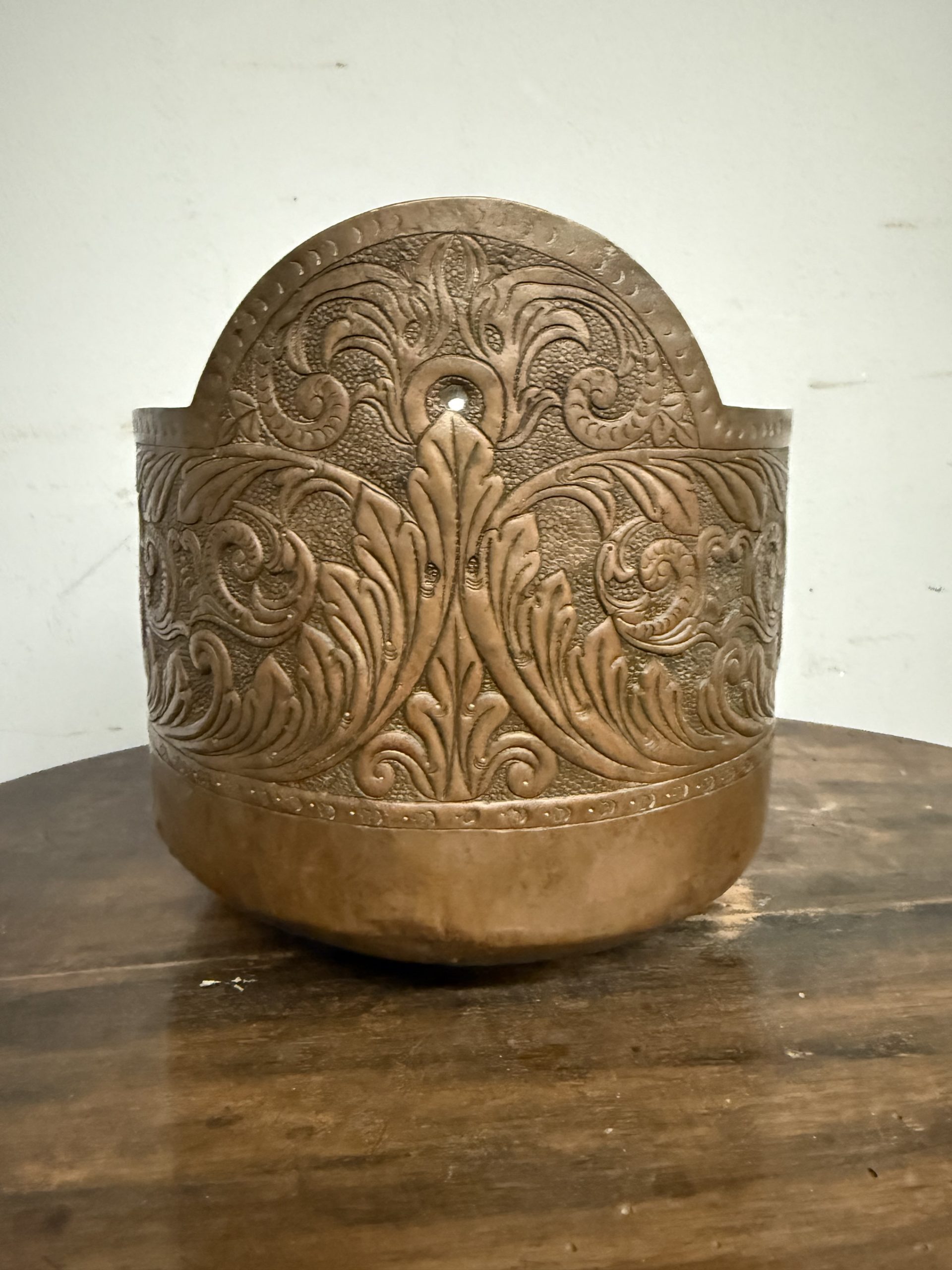 Antico cestello in rame sbalzato, Venezia XIX sec, con stemma del Doge 22x22cm - immagine 5