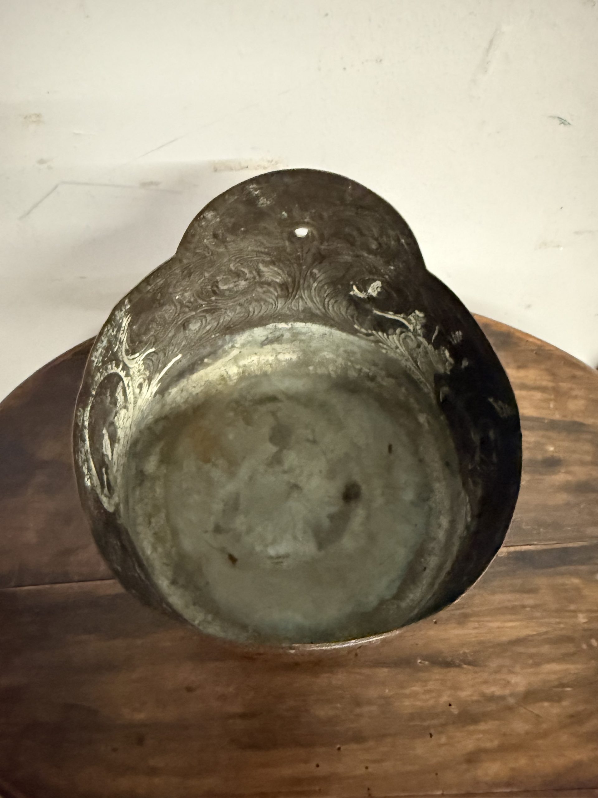 Antico cestello in rame sbalzato, Venezia XIX sec, con stemma del Doge 22x22cm - immagine 6
