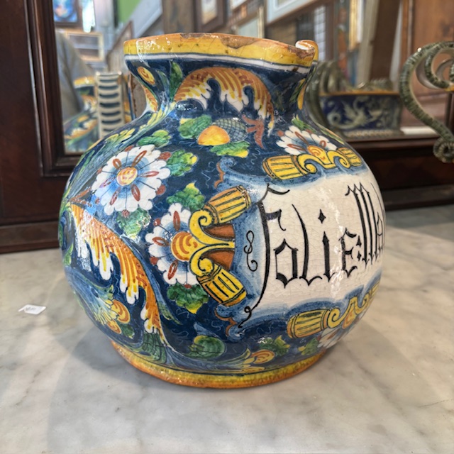 Antico grande vaso da farmacia Venezia epoca XVIII sec Folie Malva . Mis h 24