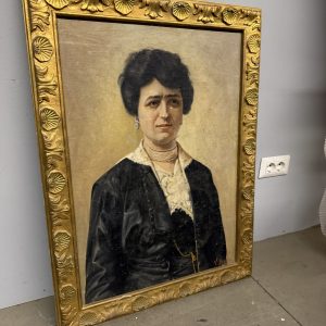 Antico dipinto olio su tela figura femminile art Decò 1940 Papini V., 88x65cm