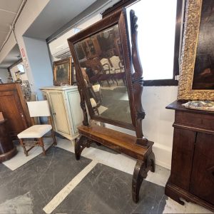 Antica Psiche Toilette da Terra basculante Emilia Carlo X noce e intarsi periodo del Carlo X 1820