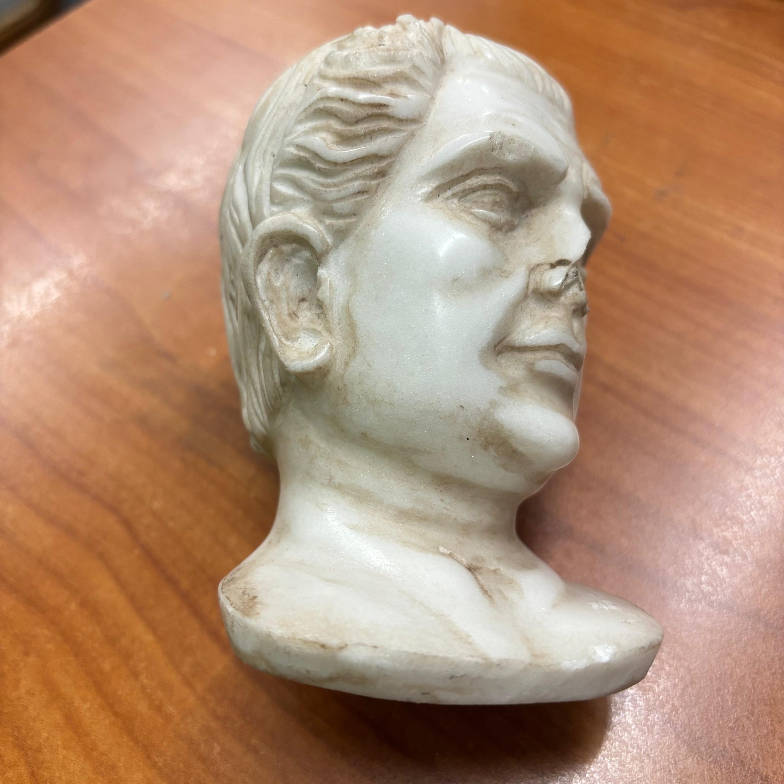 Antica scultura in marmo di imperatore XIX sec, 10x8cm - immagine 4