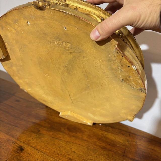 Antica coppia di basi dorate foglia oro per sculture o vasi .Epoca Luigi Filippo XIXsec - immagine 3