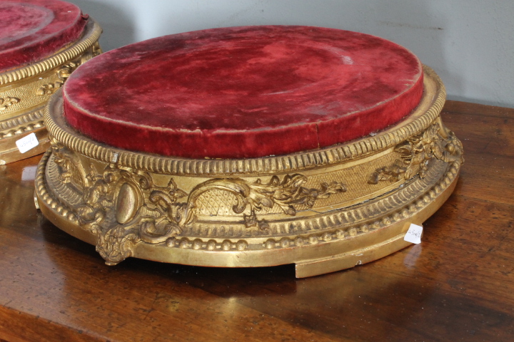 Antica coppia di basi dorate foglia oro per sculture o vasi .Epoca Luigi Filippo XIXsec - immagine 4