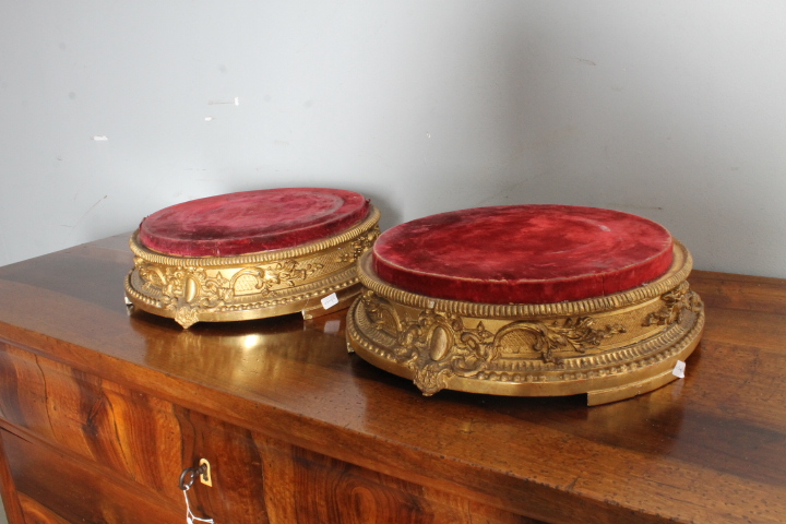 Antica coppia di basi dorate foglia oro per sculture o vasi .Epoca Luigi Filippo XIXsec - immagine 5