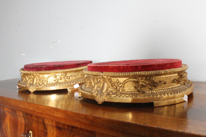 Antica coppia di basi dorate foglia oro per sculture o vasi .Epoca Luigi Filippo XIXsec - immagine 6