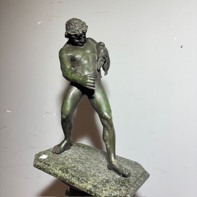 Splendida antica scultura raffigurante Satiro epoca XIX secolo in bronzo - immagine 3