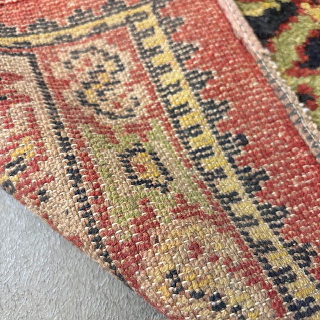 Tappeto Vintage anni 70 lana fondo rosso . motivi geometrici Mis 207 x cm 140 - immagine 10