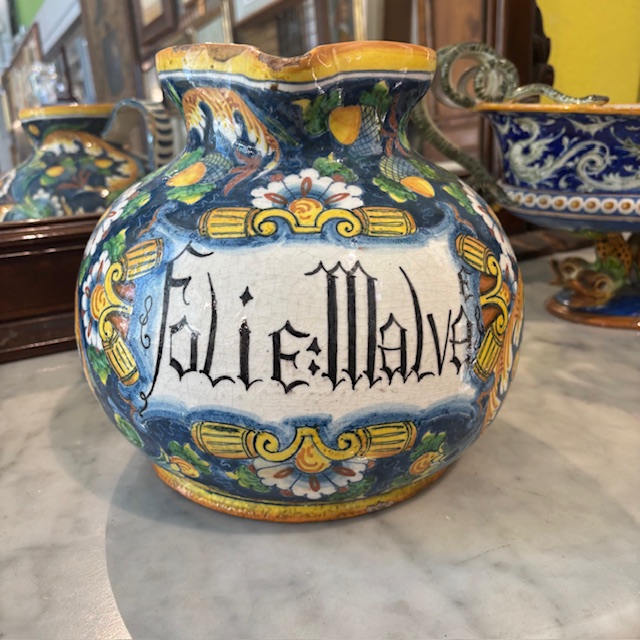 Antico grande vaso da farmacia Venezia epoca XVIII sec Folie Malva . Mis h 24 - immagine 2