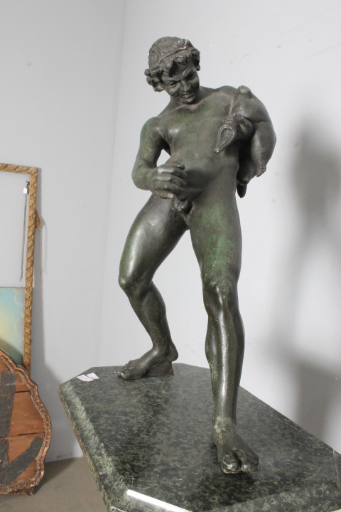 Splendida antica scultura raffigurante Satiro epoca XIX secolo in bronzo - immagine 18