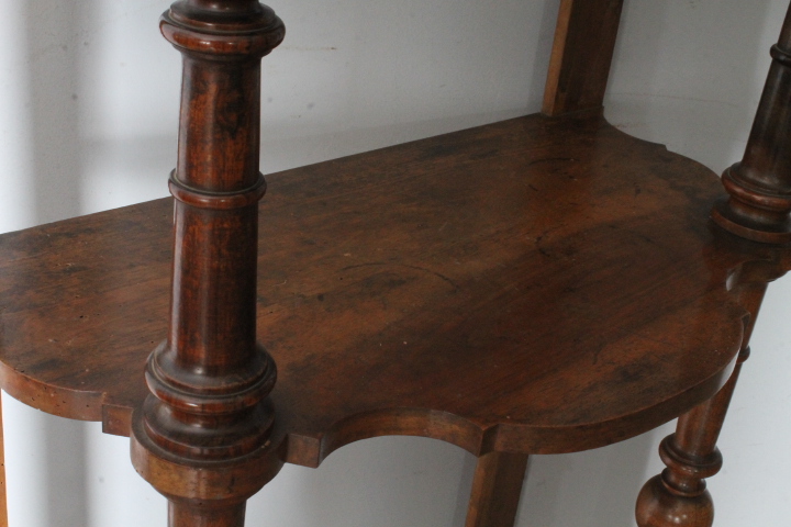 Antico etagere libreria a giorno L. Filippo metà XIX secolo noce . Mis H 179 L 74 Prof cm 42 - immagine 10