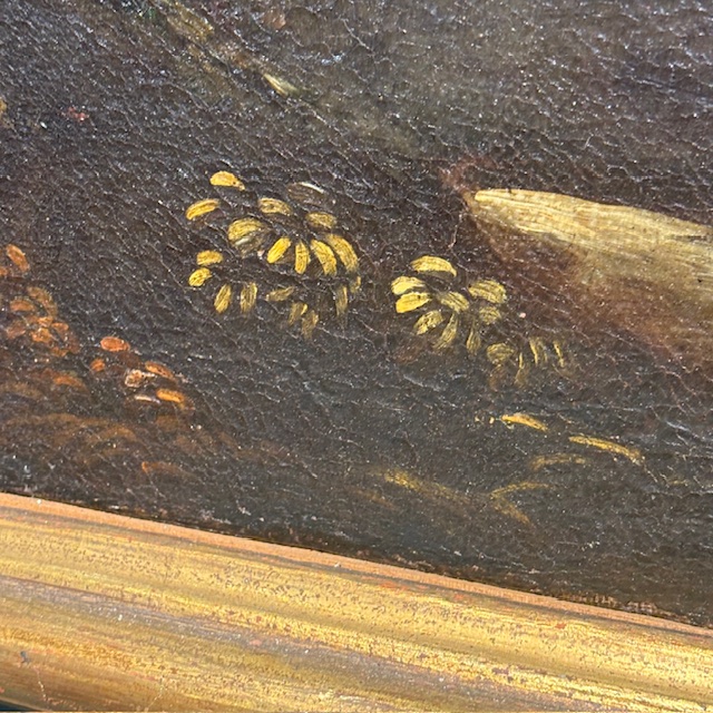 Antico bellissimo dipinto Paesaggio e rovine con personaggi ,metà XVIII sec . mis 116 x 95 - immagine 4