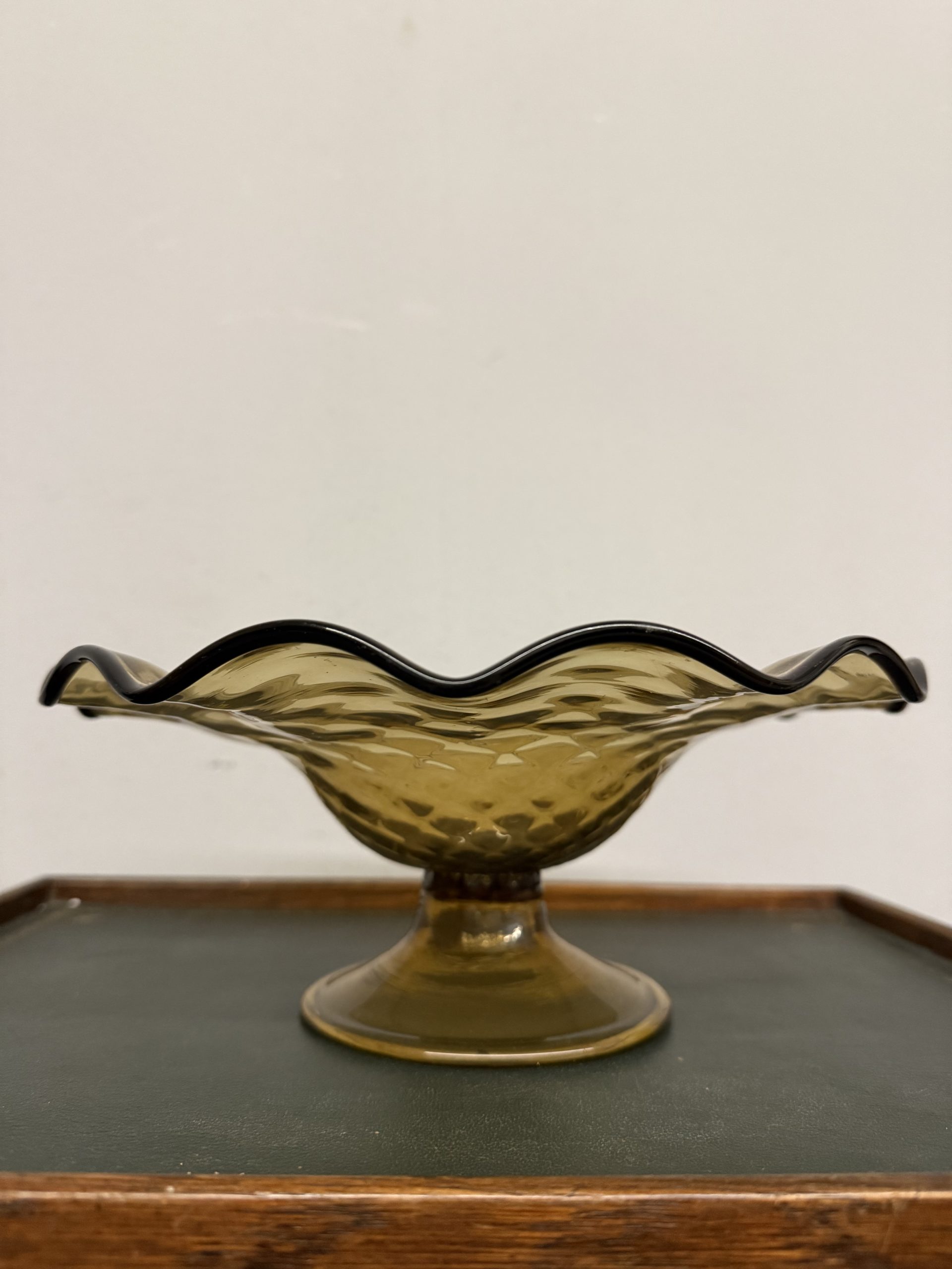 Antico centrotavola color ambra, anni'70, 11x27cm - immagine 5