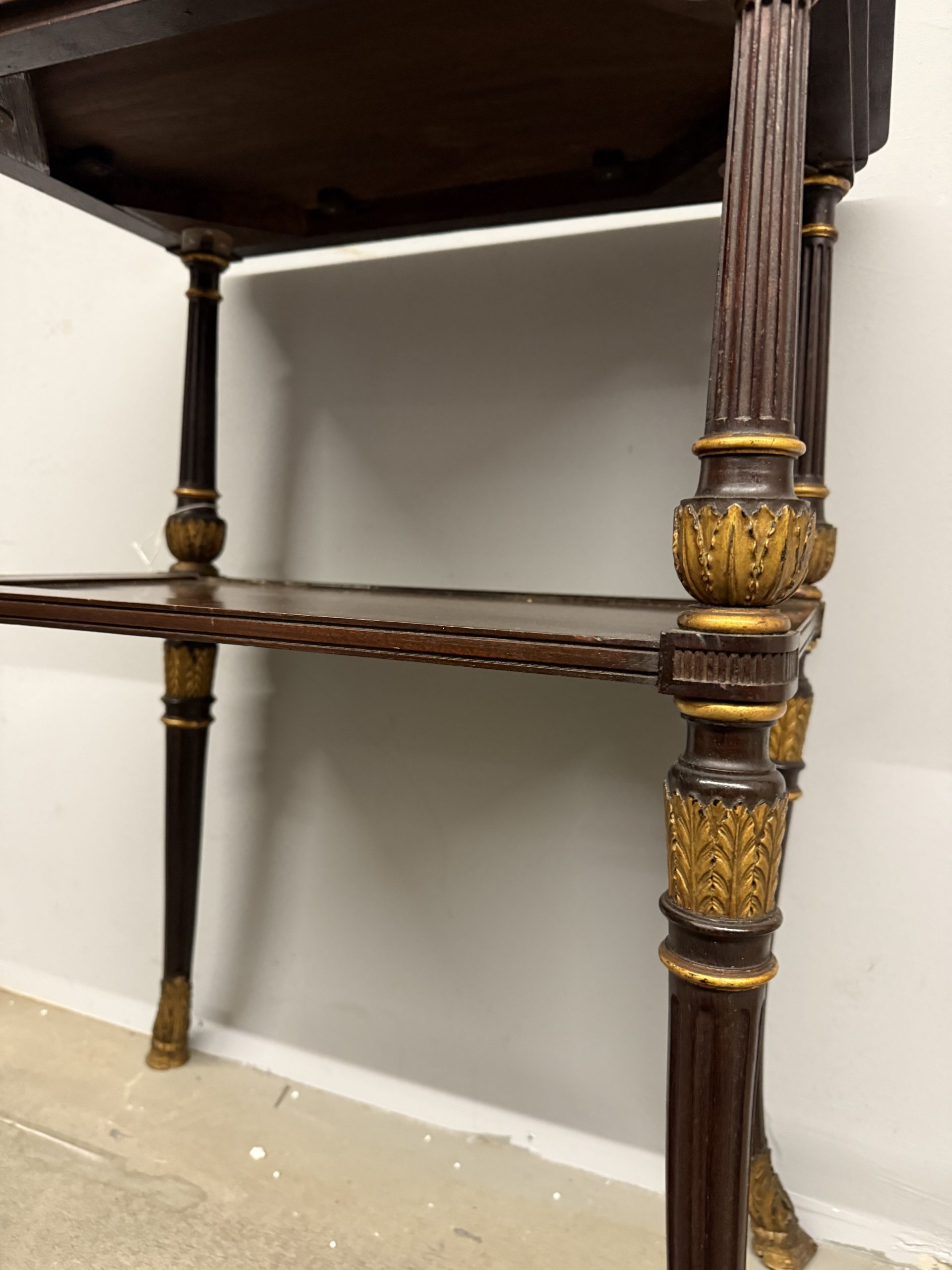 Antico tavolinetto etagere in mogano impero XIXsec, 73x52x34cm - immagine 11