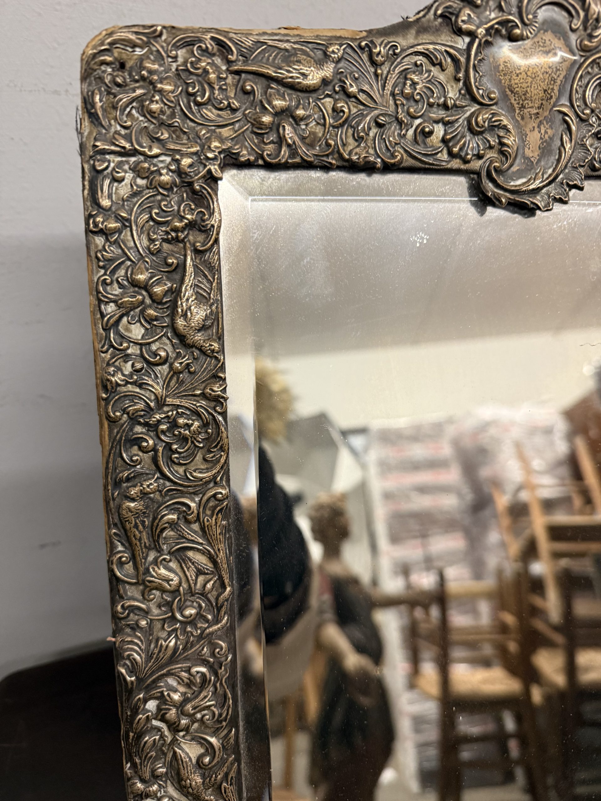 Antica grande cornice, '900 in argento 925, marchiata STERLING 105, 42x28 - immagine 8