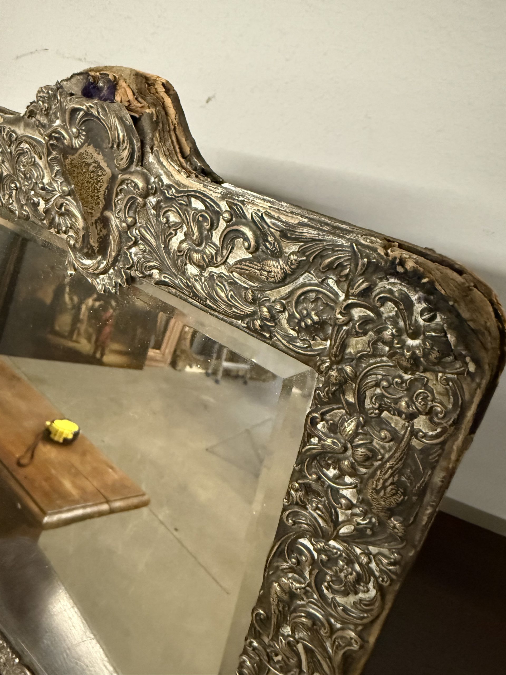 Antica grande cornice, '900 in argento 925, marchiata STERLING 105, 42x28 - immagine 12