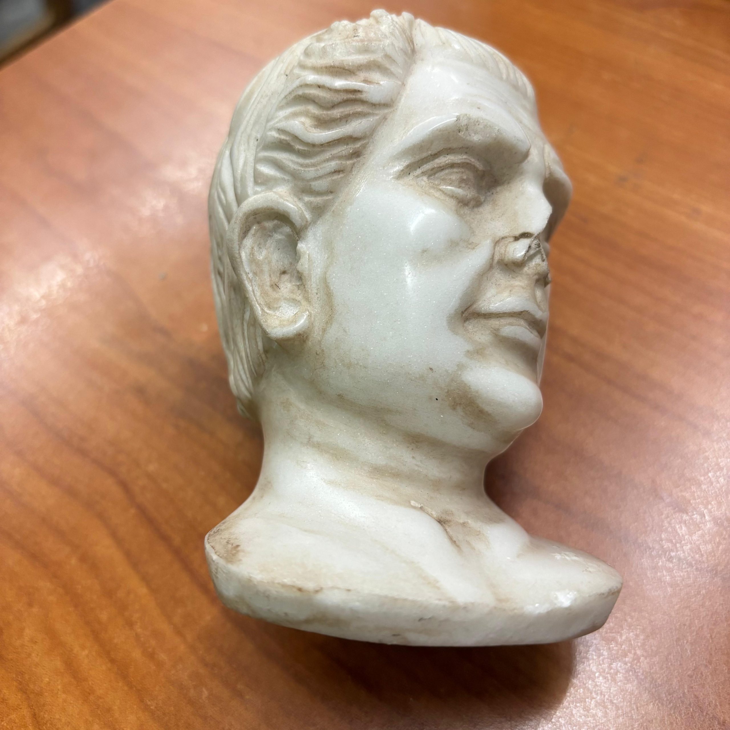 Antica scultura in marmo di imperatore XIX sec, 10x8cm - immagine 7