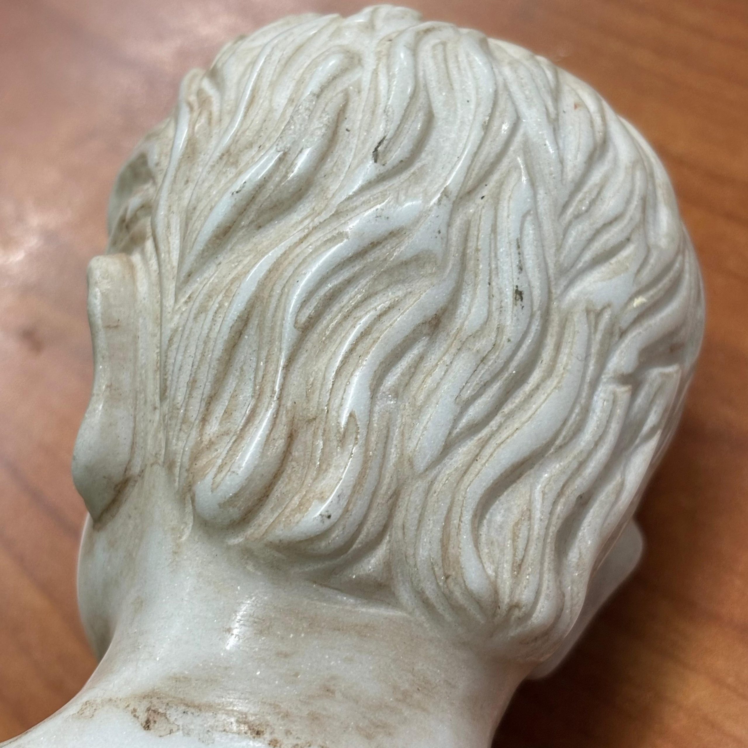 Antica scultura in marmo di imperatore XIX sec, 10x8cm - immagine 13