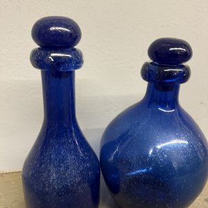 Coppia di vasi blu cobalto, modernariato vetro di Murano, ann'70, 25x15cm