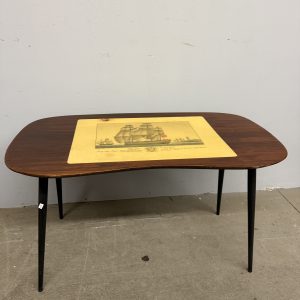 Coffee table mid century in noce a fagiolo, 41x41x79cm