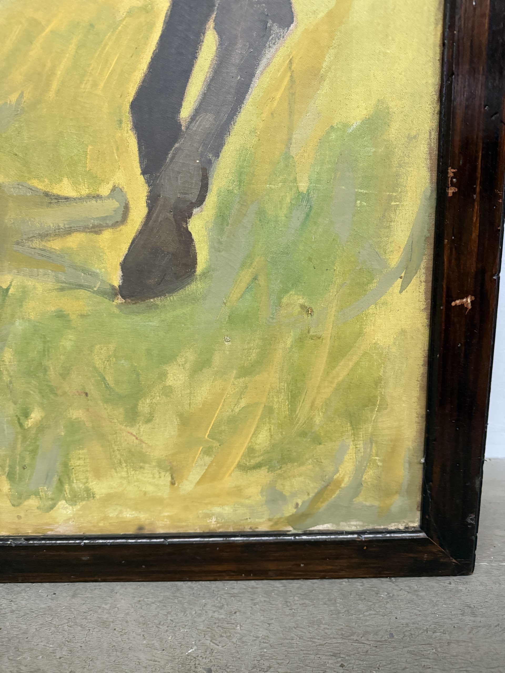 Antico dipinto olio su tela "Donna nuda a cavallo" Roma 1921, 140x89cm - immagine 7
