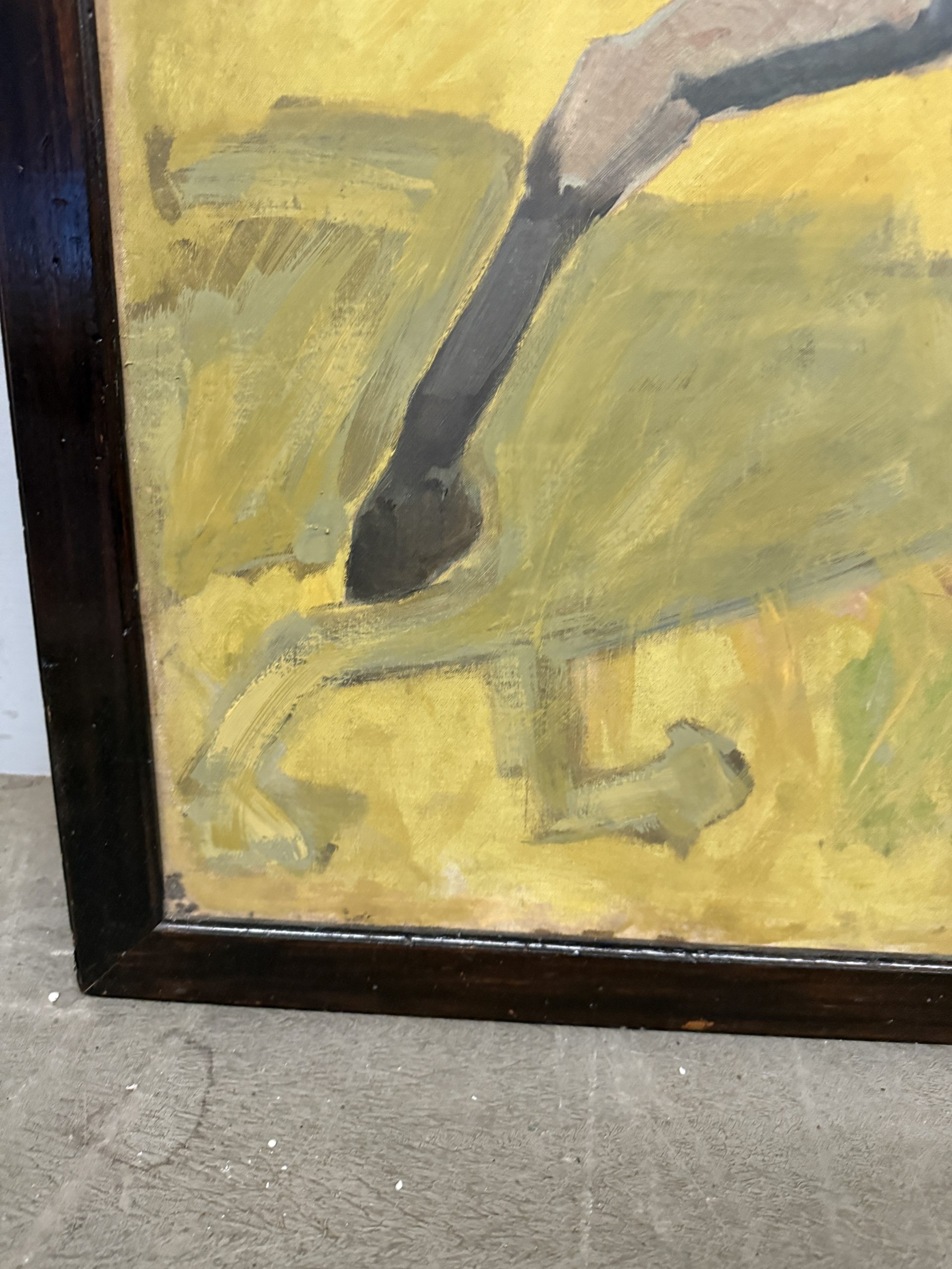 Antico dipinto olio su tela "Donna nuda a cavallo" Roma 1921, 140x89cm - immagine 8