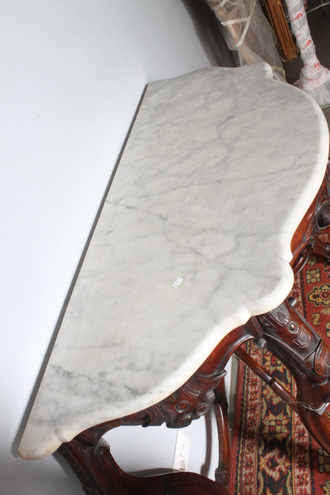 Antica console con specchiera XIX secolo Umbria . piano marmo Carrara . Mis 130 x 58 h 97 . Altezza totale cm 247 - immagine 6