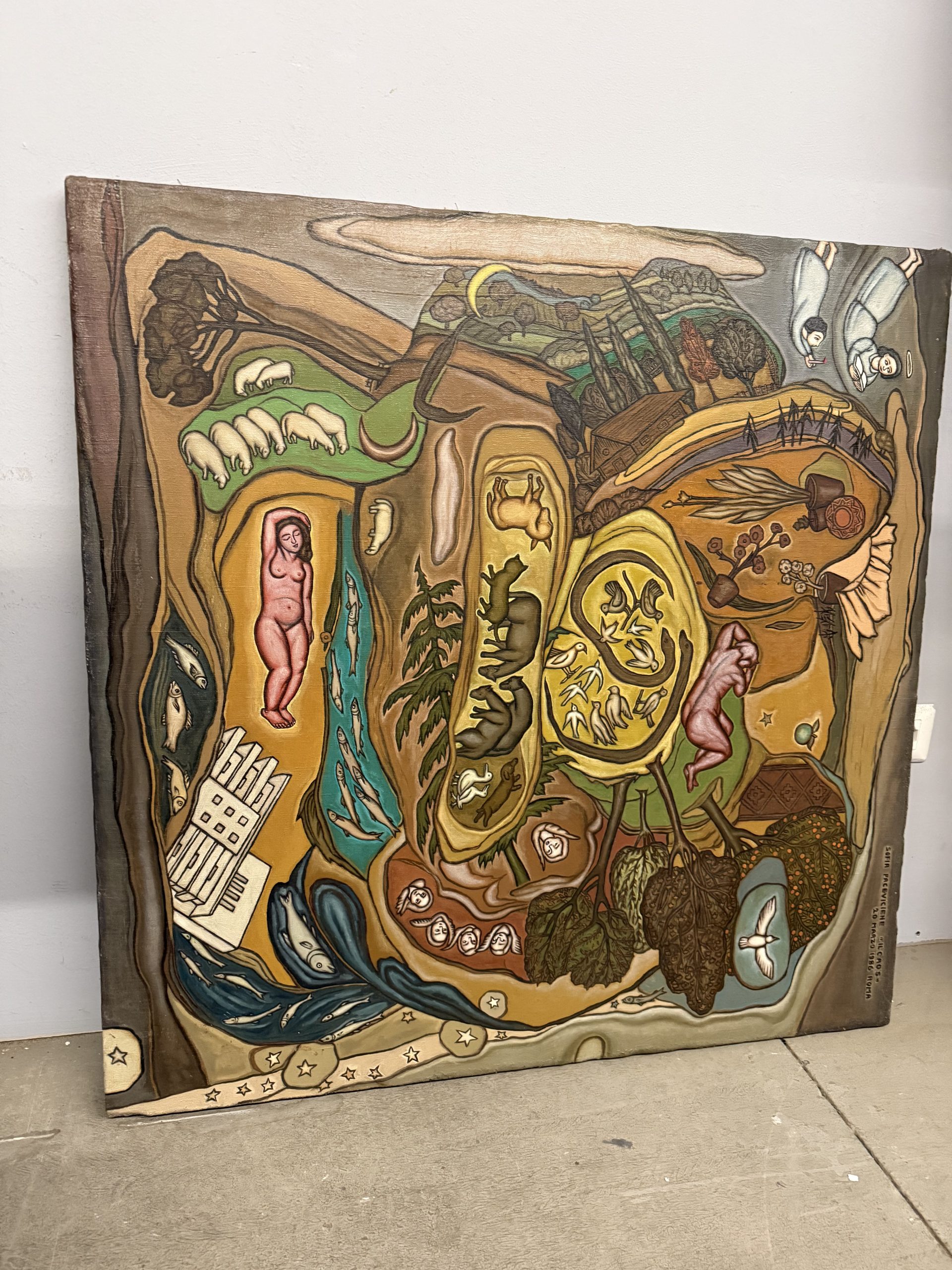 Dipinto su tela "Il Caos" Sofia Paceviciene, Roma 1986, 95x93cm - immagine 2
