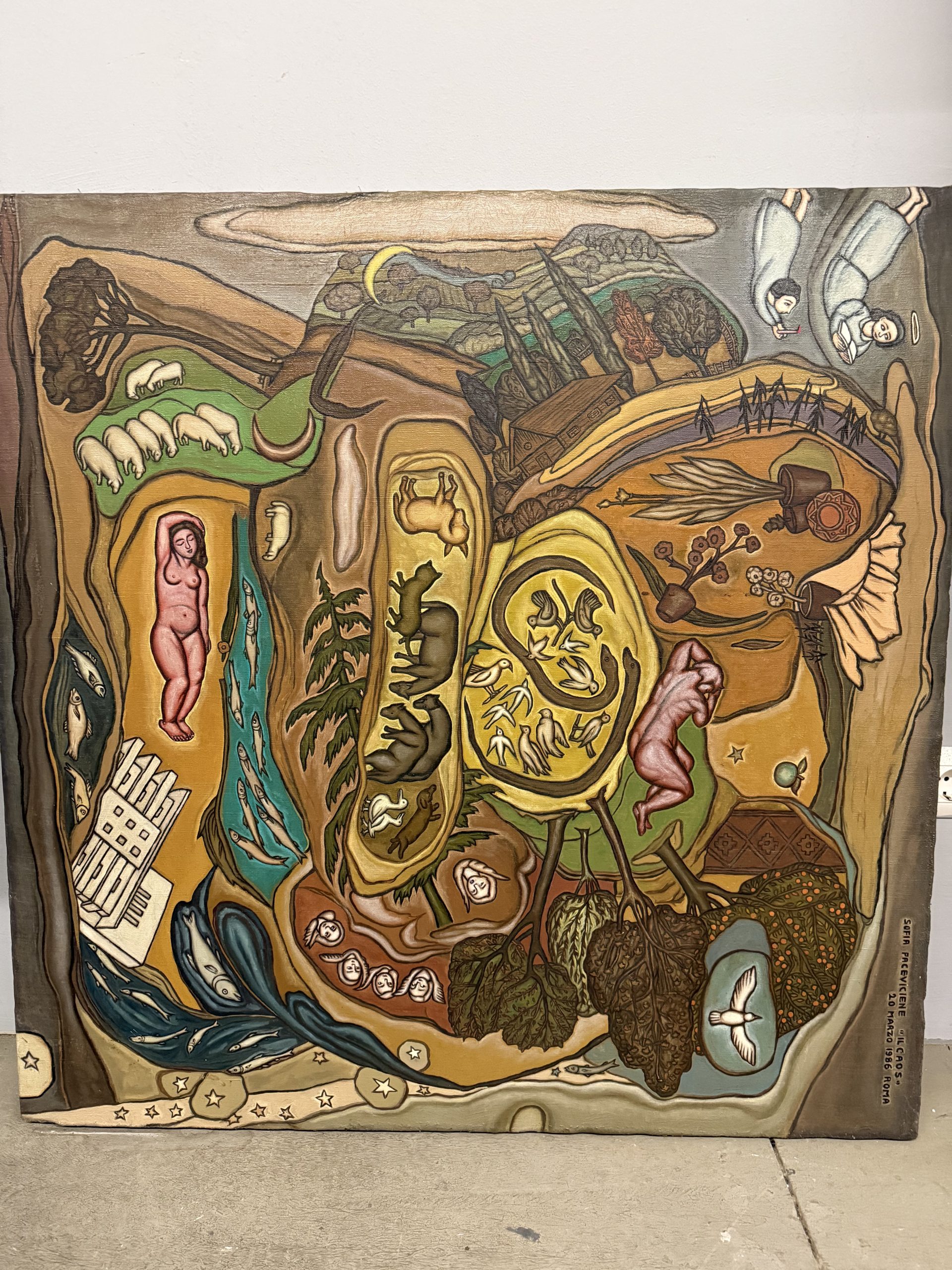 Dipinto su tela "Il Caos" Sofia Paceviciene, Roma 1986, 95x93cm - immagine 3