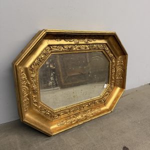 Antica specchiera dorata liberty 1930 Ortogonale, 62x47cm con intagli