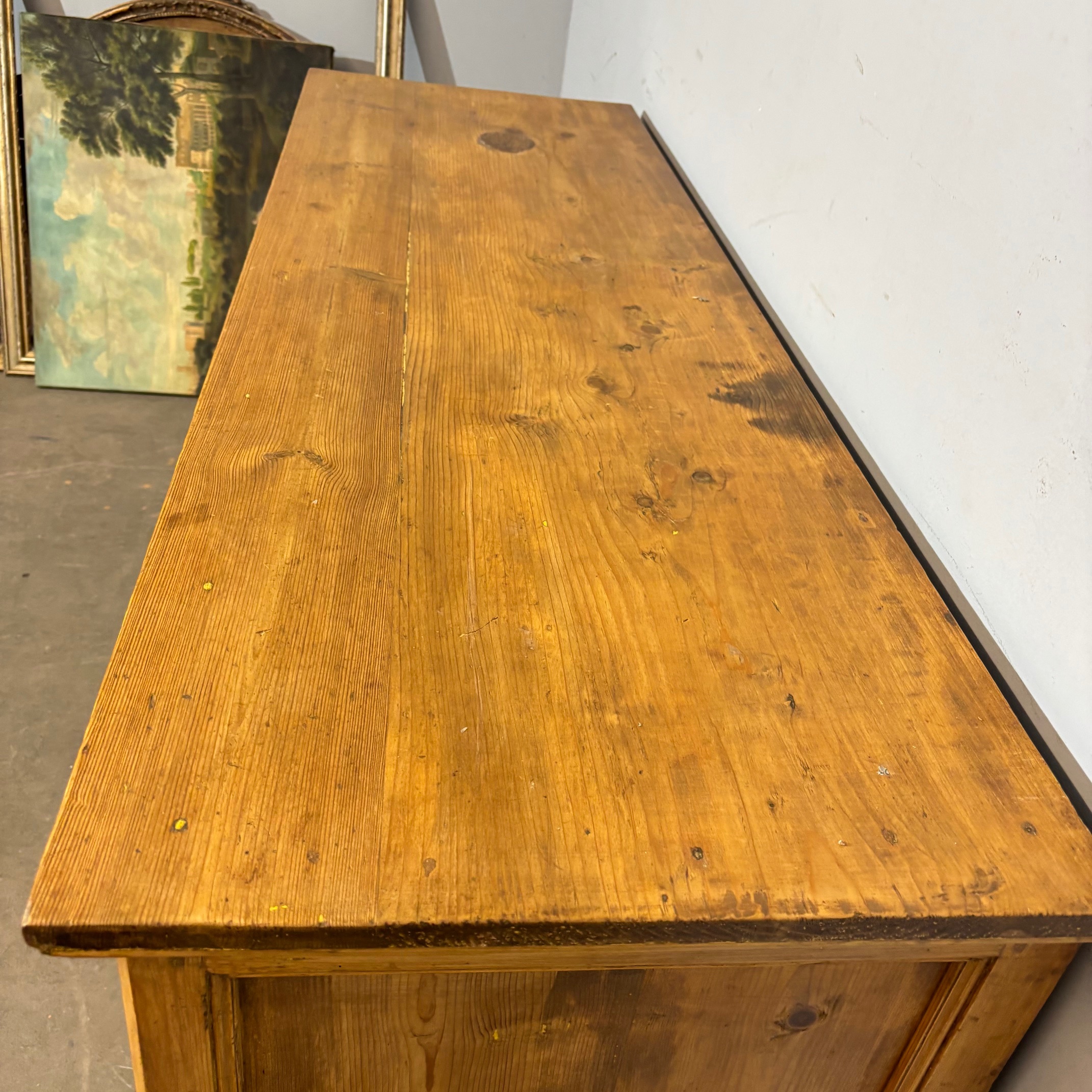 Antica credenza servante toscana a quattro sportelli , restaurata al naturale meta XIX sec arte povera. - immagine 4