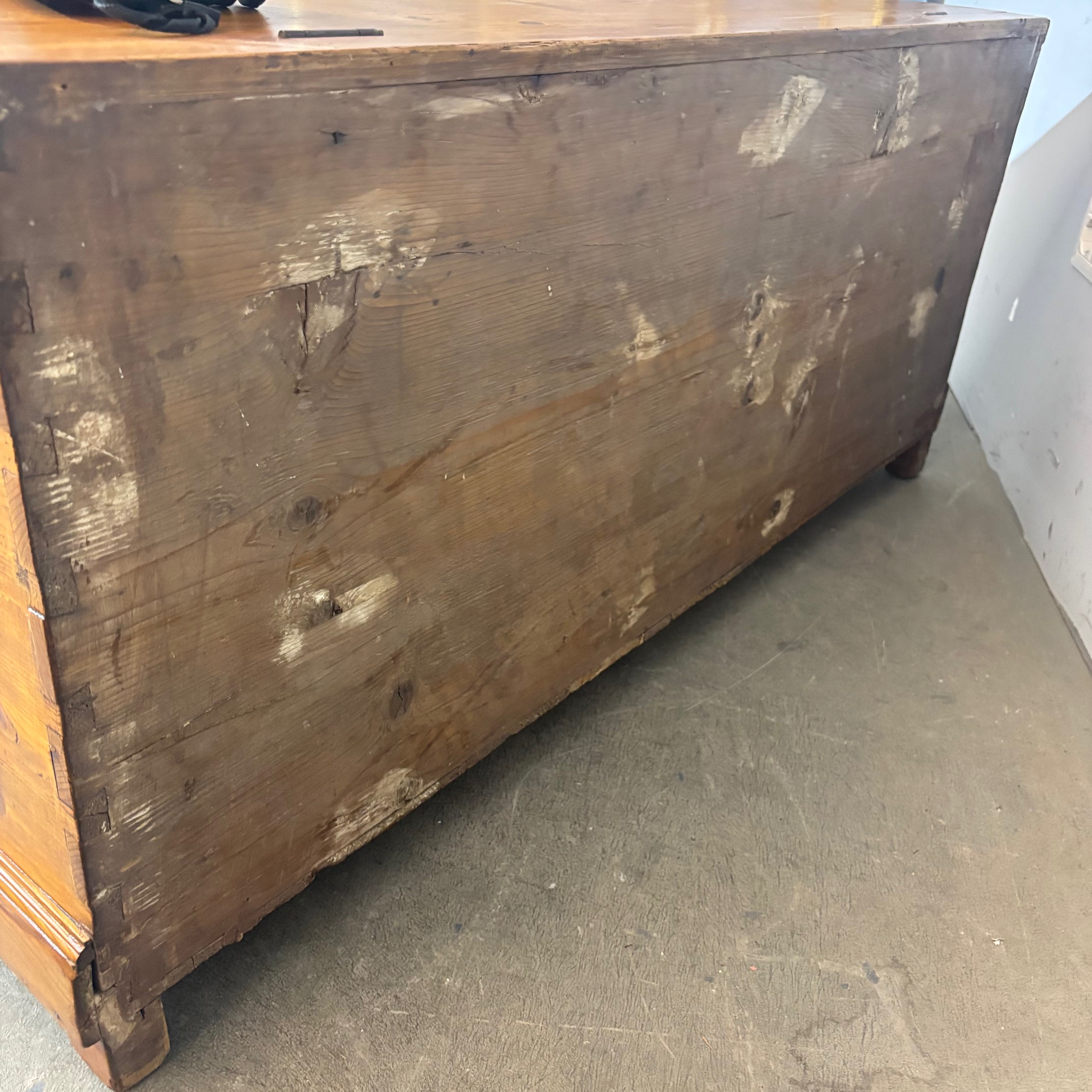Antica cassapanca/ baule toscana arte povera XIX sec . tavolino caffè . Mis 120 x 50 . h 58 restaurato - immagine 8