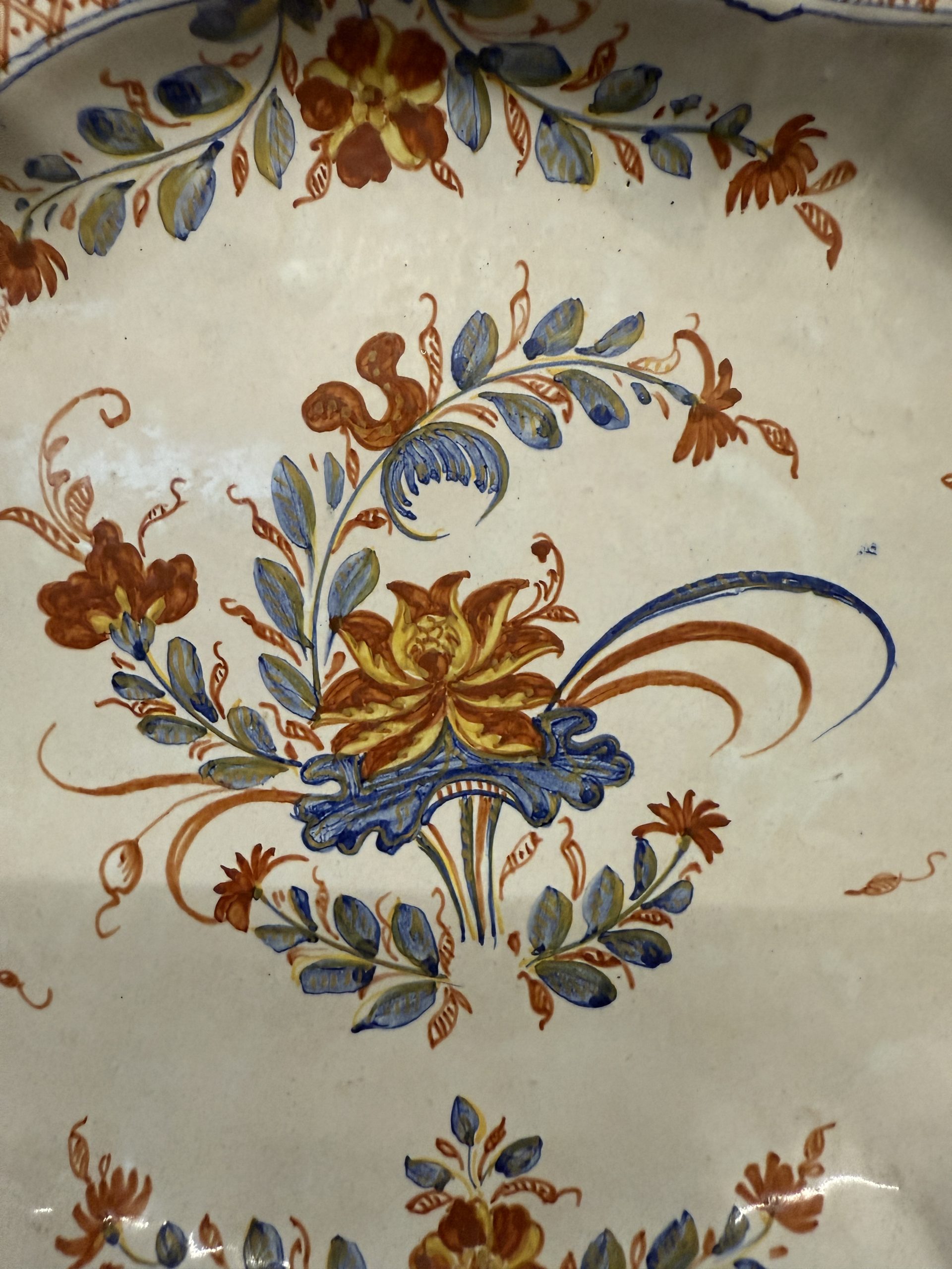 Antico piatto vassoio manifattura Ferniani, Faenza, XVIII sec, 38x29 - immagine 6