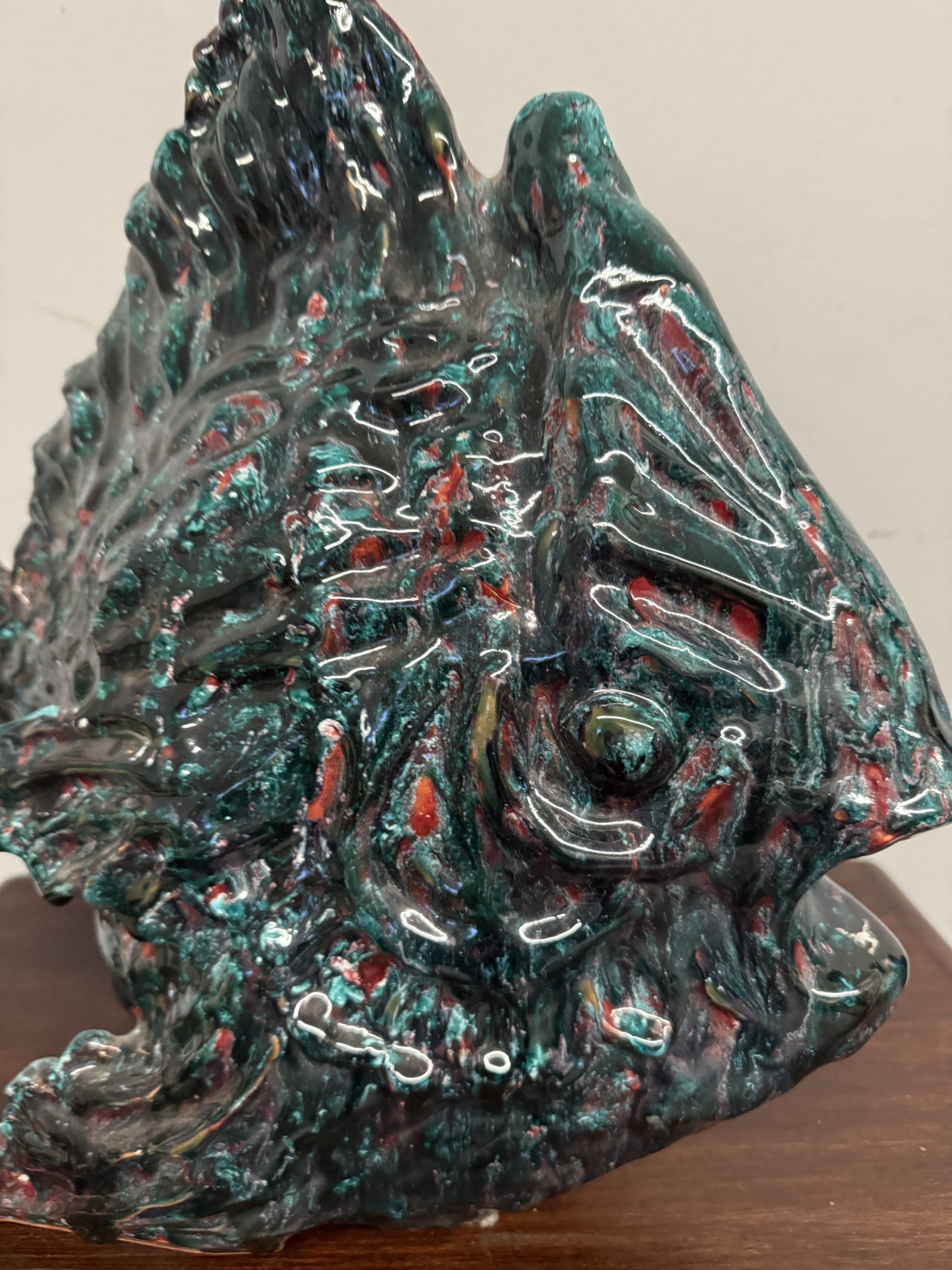 Scultura moderna pesce in maiolica. Faenza, '50, 38x45cm - immagine 3