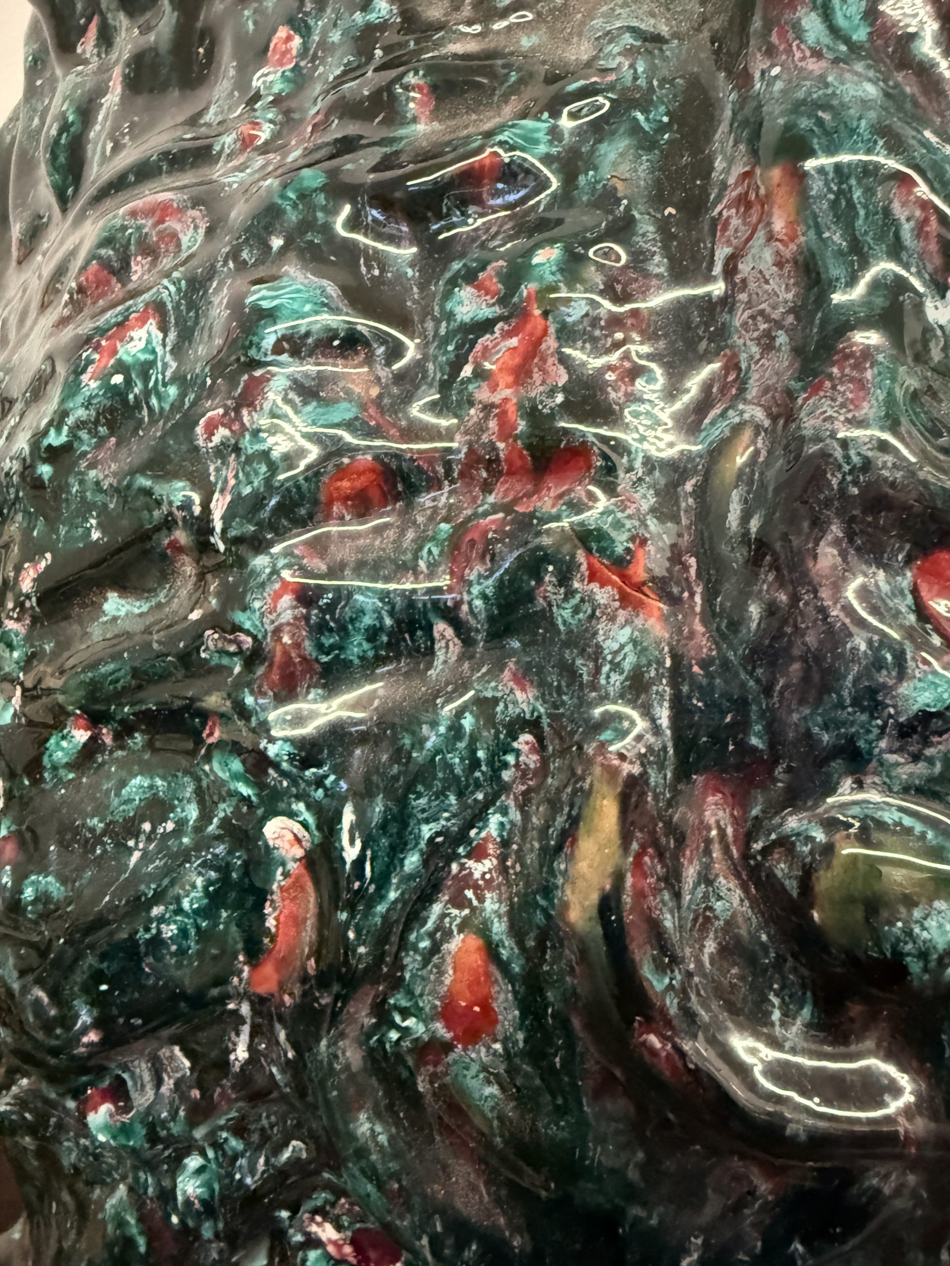 Scultura moderna pesce in maiolica. Faenza, '50, 38x45cm - immagine 4