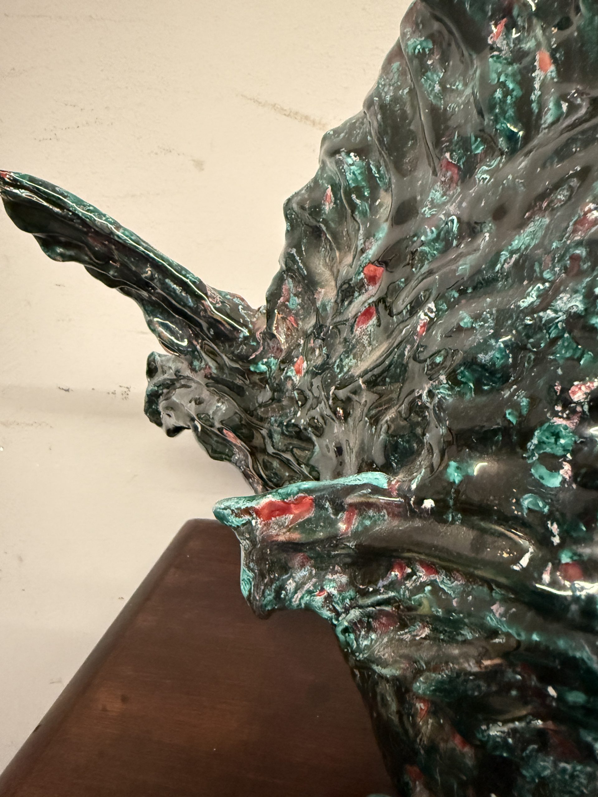 Scultura moderna pesce in maiolica. Faenza, '50, 38x45cm - immagine 5
