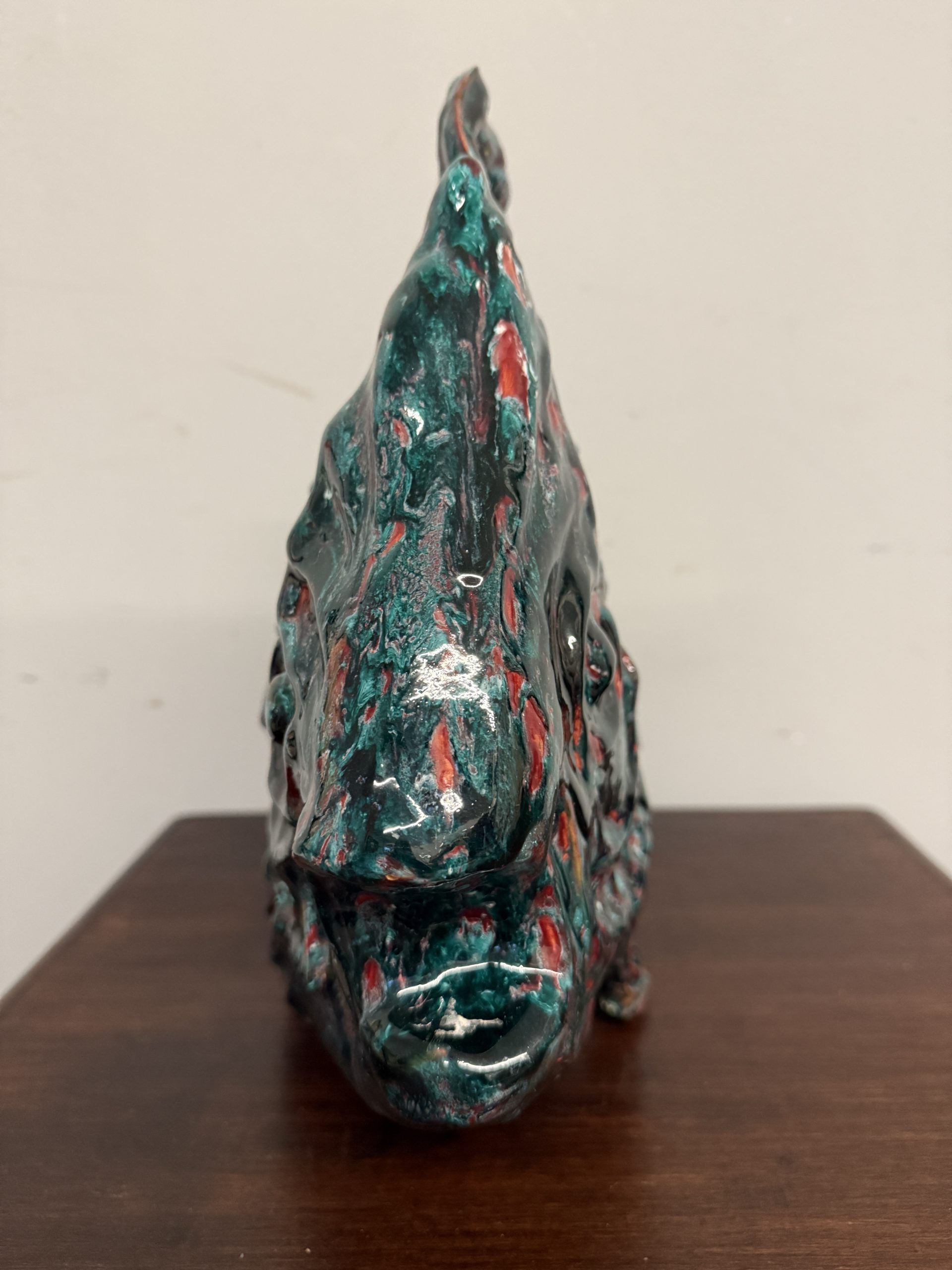 Scultura moderna pesce in maiolica. Faenza, '50, 38x45cm - immagine 6