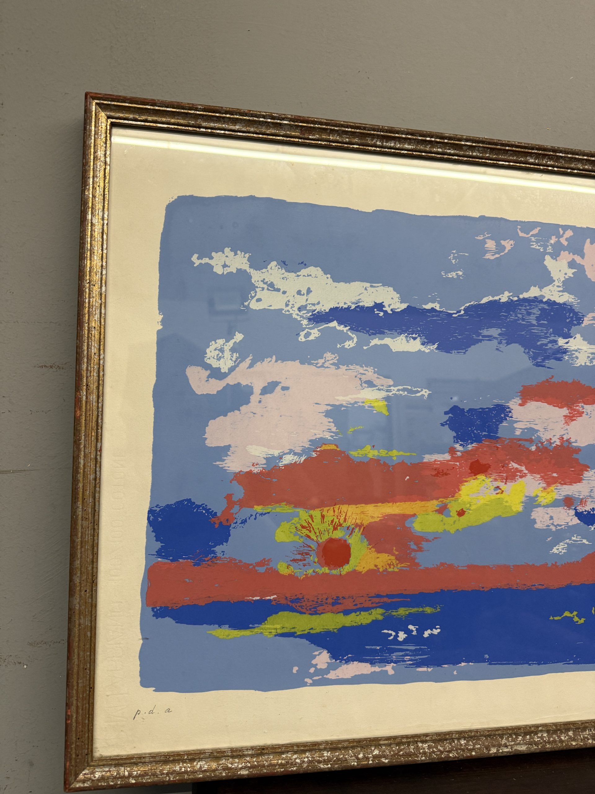 OMICCIOLI GIOVANNI (1901-75) serigrafia prova d'autore 1974 firmata a penna 72x55cm, paesaggio marino di Santa Severa - immagine 2