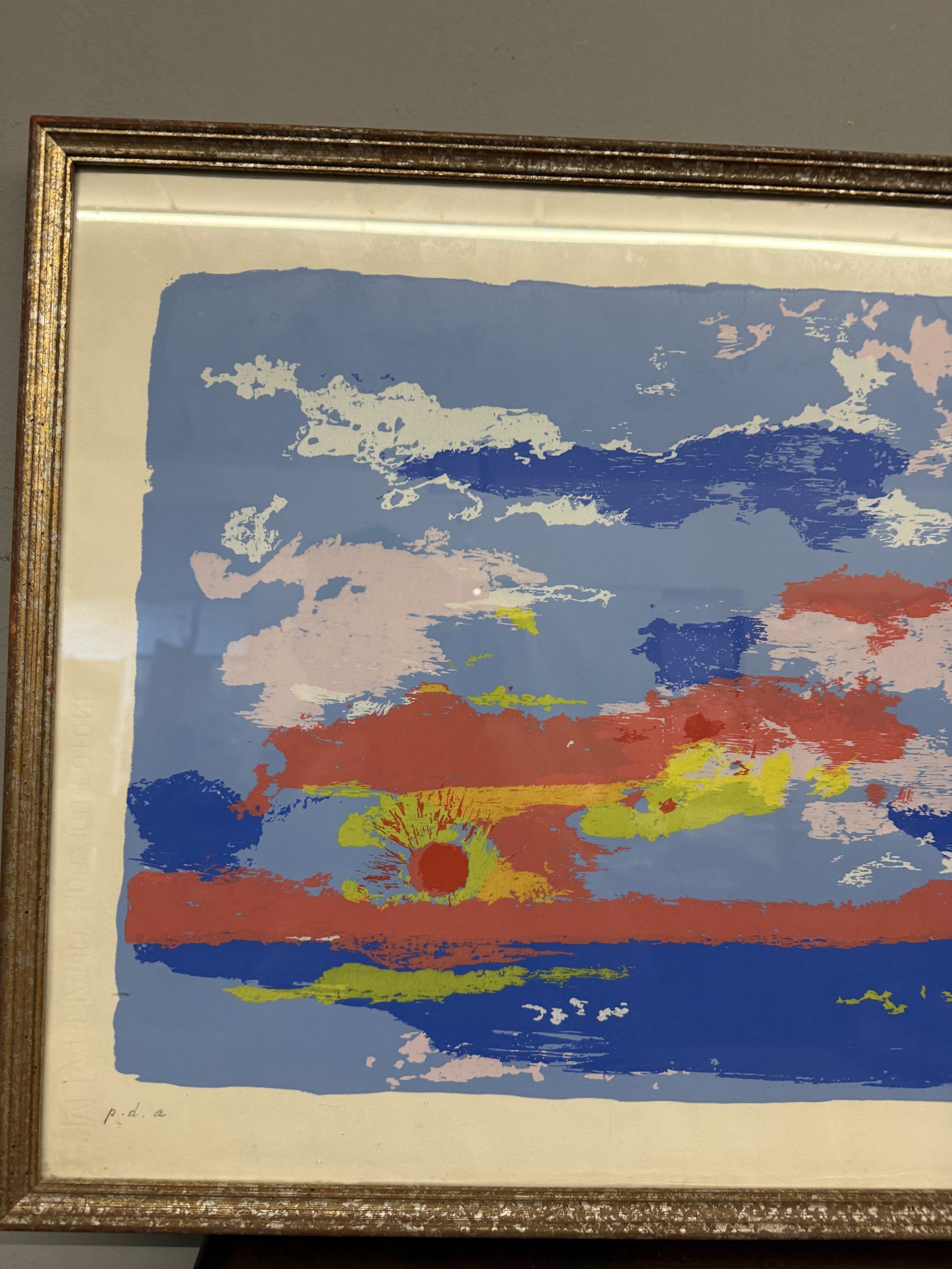 OMICCIOLI GIOVANNI (1901-75) serigrafia prova d'autore 1974 firmata a penna 72x55cm, paesaggio marino di Santa Severa - immagine 4