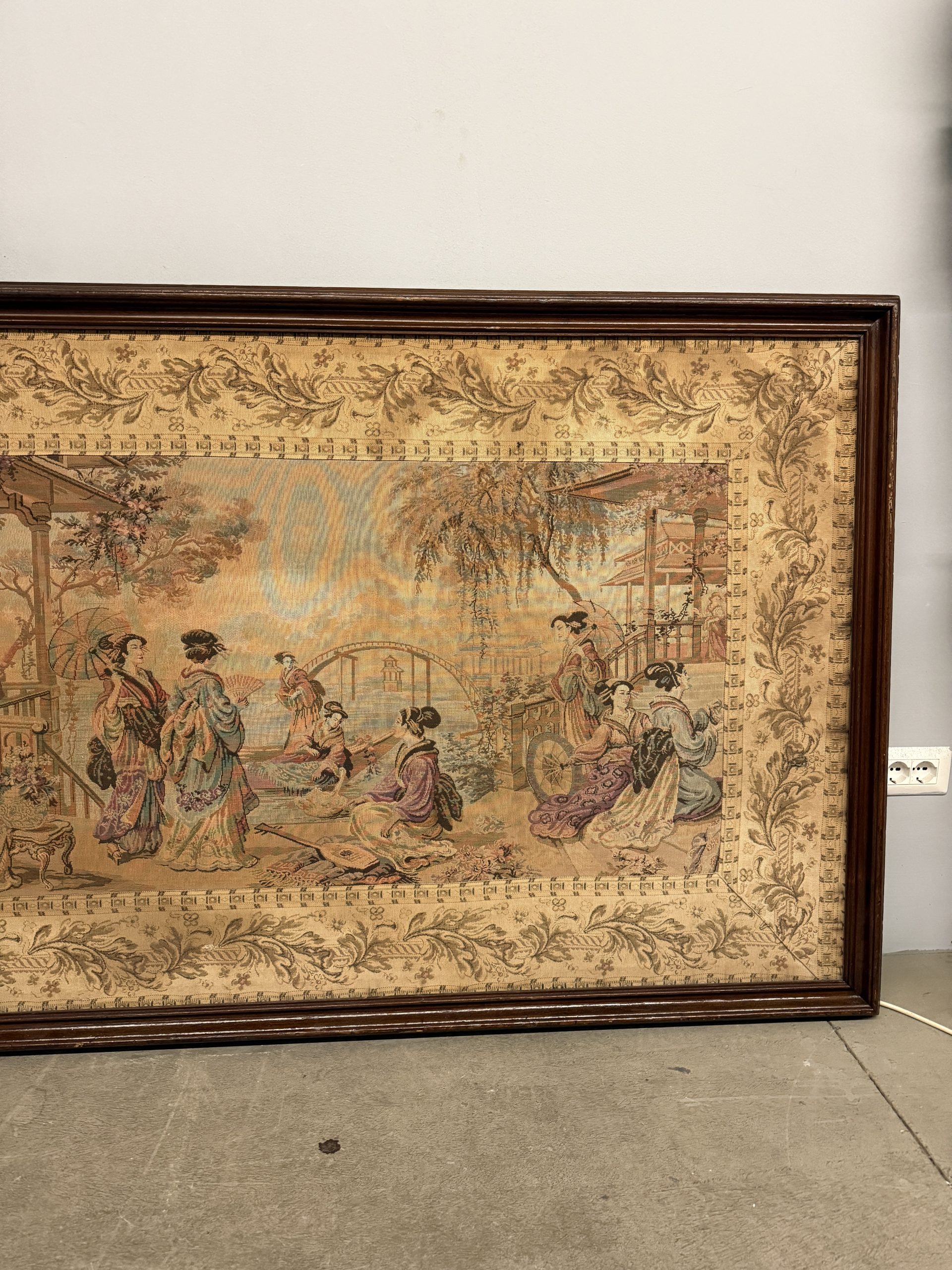 Antico arazzo scene popolari giapponesi, XIX sec, 208x110cm - immagine 2