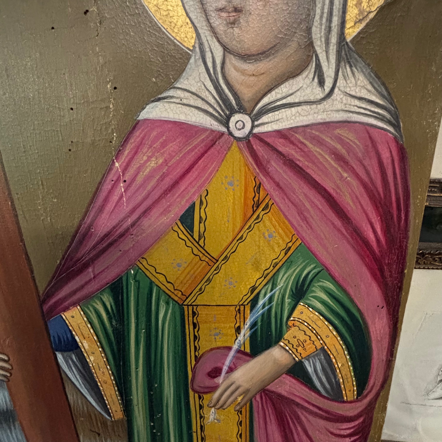 Antica Icona Ortodossa di Grandi dimensioni S. Costantino e S. Elena 78 x 53 epoca fine XIX secolo - immagine 7