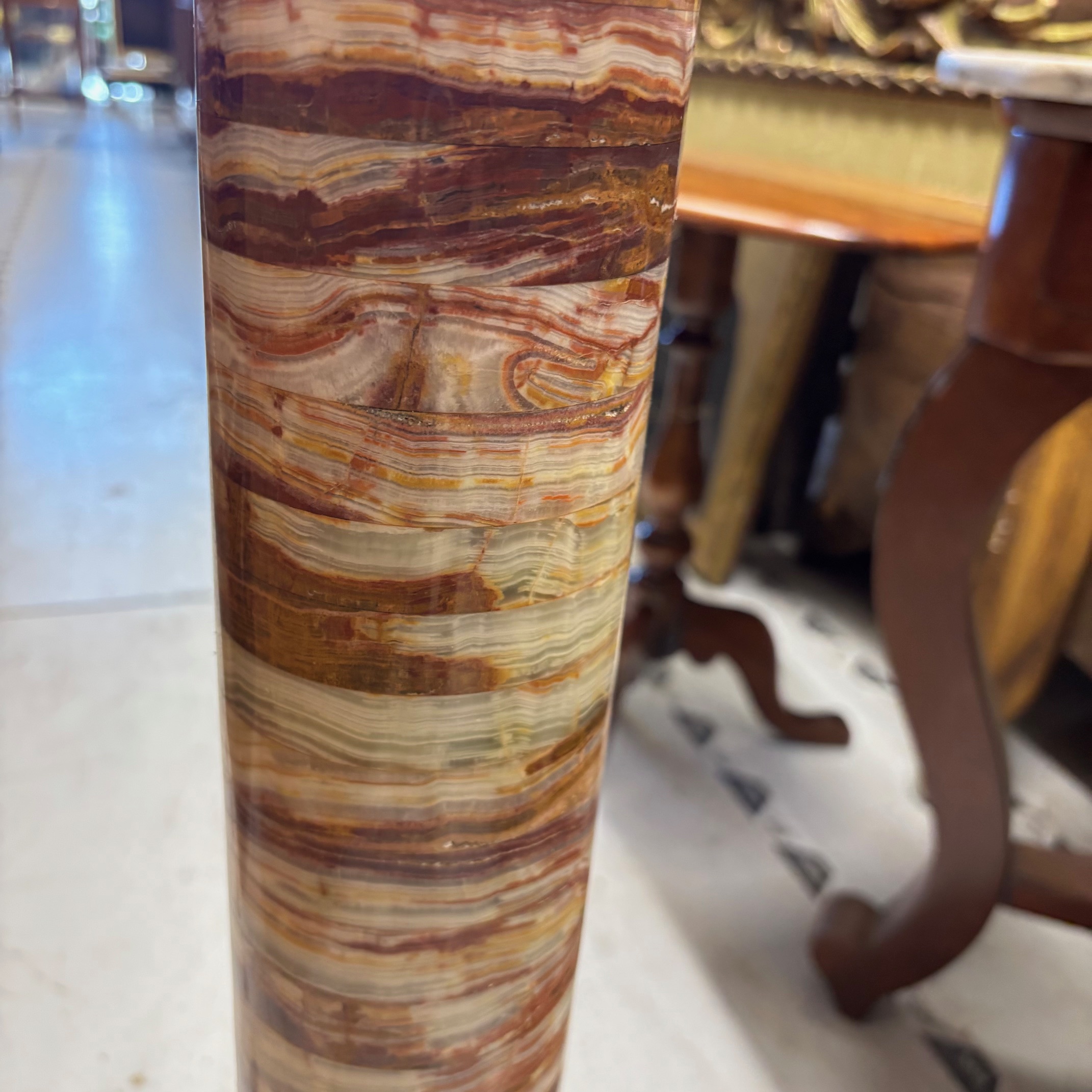 Antica colonna in marmo- alabastro 1950 realizzata a strati . Mis h 97 - immagine 4