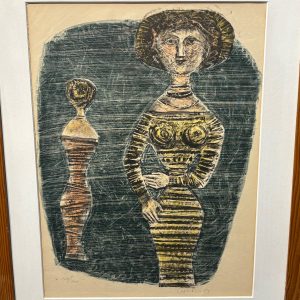 Opera di Massimo Campigli dell’ anno 1957. Litografia a colori 48 x 35,50