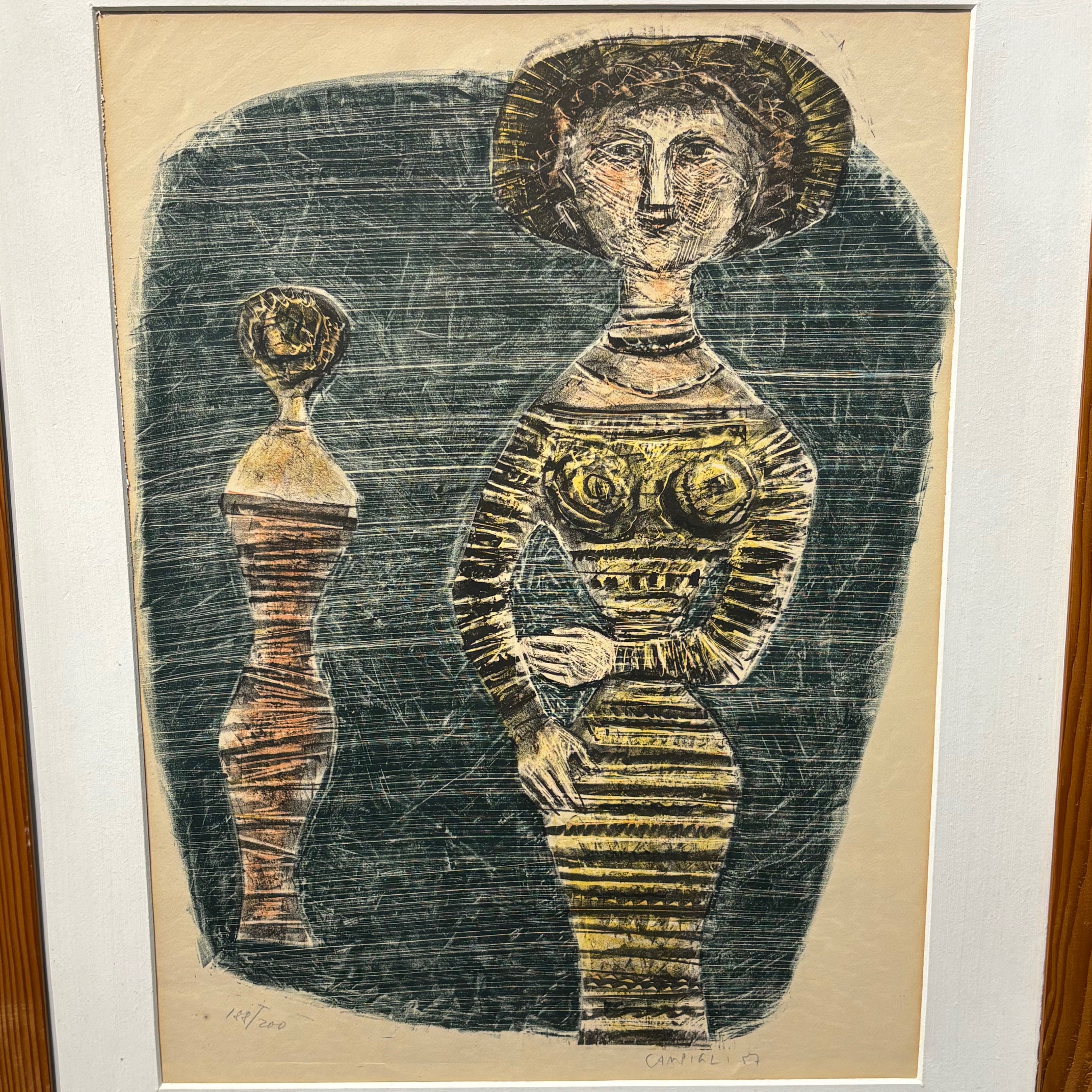 Opera di Massimo Campigli dell’ anno 1957. Litografia a colori 48 x 35,50