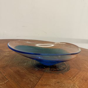Vaso centrotavola blu Murano anni '70, svuota tasche, 33x20cm